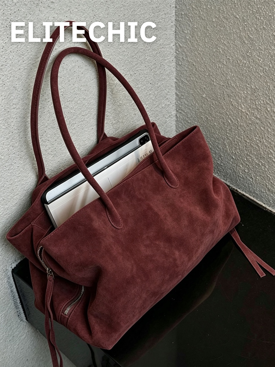 Túi tote da lộn đỏ đô đựng laptop